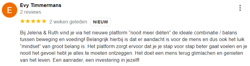 review, nooit meer diëten, stoppen met diëten, leren loslaten, fitste versie van jezelf, fit en strak worden, voedingsadvies